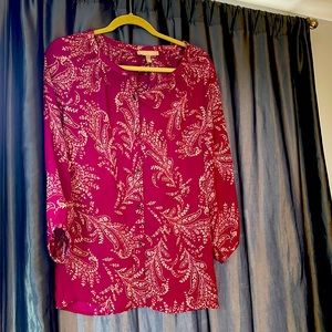 Banana Republic like new magenta/mauve smocked blouse size small
